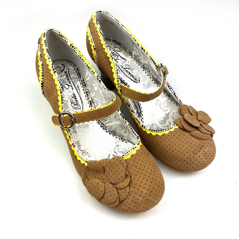 New Poetic License Agenda Retro Round Toe Mary Jane Heels Tan Suede size 8.5 - Picture 2 of 9